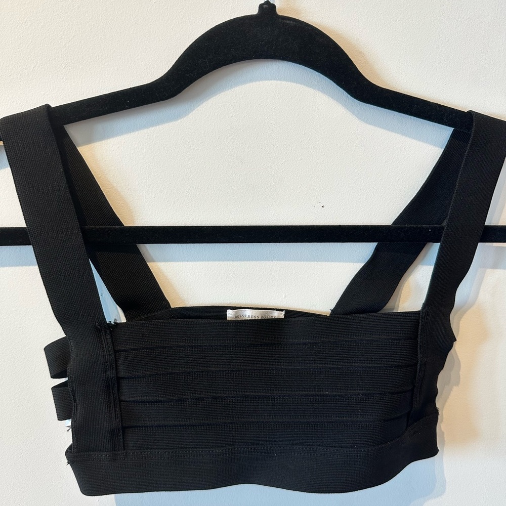 Mistress Rocks Black Ribbed Crop Top
